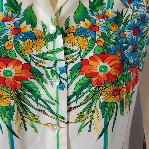 Vtg Floral print blouse, S, AS IS - Picture 6 of 8